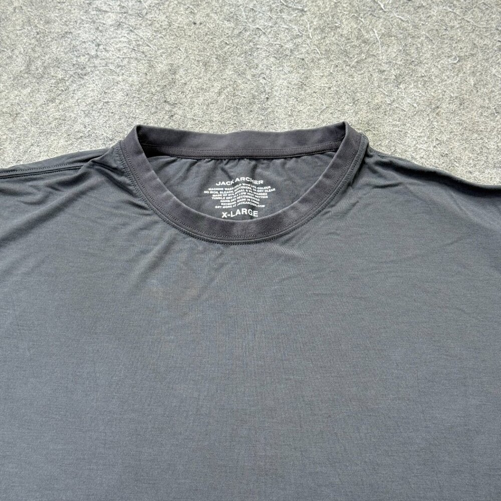 Jack Archer Anytime Tee Men XL Gray Stretch Crew Short Sleeve Modal Curved Hem